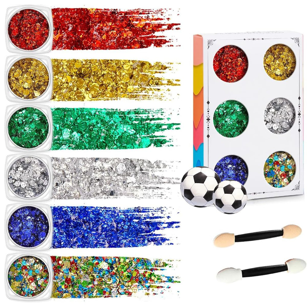 SYPAFG front packaging showing six-color glitter set, ready for game-day sparkle