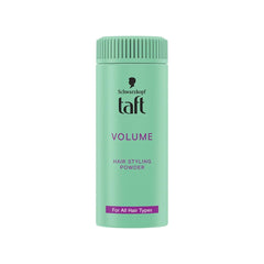 TAFT front packaging of true volume powder showing compact 10 g size and portability benefit