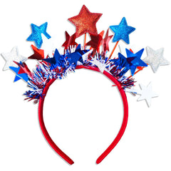 Tagberoy headband front view showing patriotic stars and ribbons for festive styling