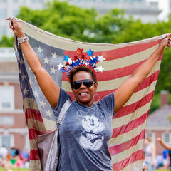Tagberoy in a photo booth setting showing camera-ready patriotic accessory for portraits