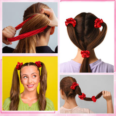 Taiyin scrunchie next to coin and hand showing 3.9-inch size for a clear scale