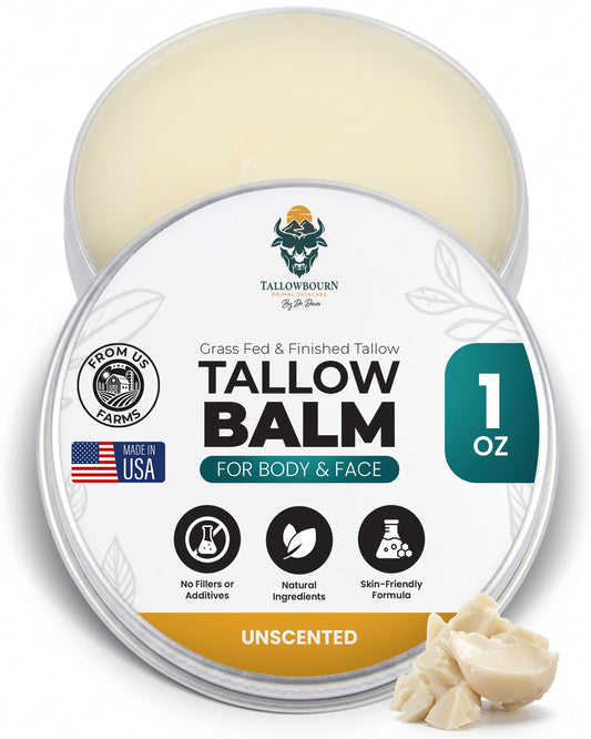 Tallowbourn front tin showing compact unscented balm for easy travel and quick hydration