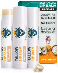 Tallowbourn front packaging showing unscented 3-pack and clean design benefits