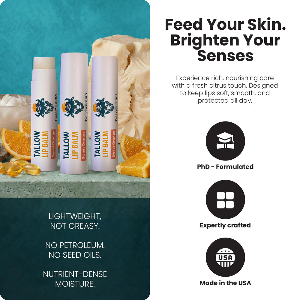 Tallowbourn tube close-up showing smooth balm texture and easy glide for hydration