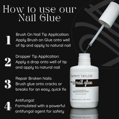 Tammy Taylor glue in use applying press-on nails with neat results