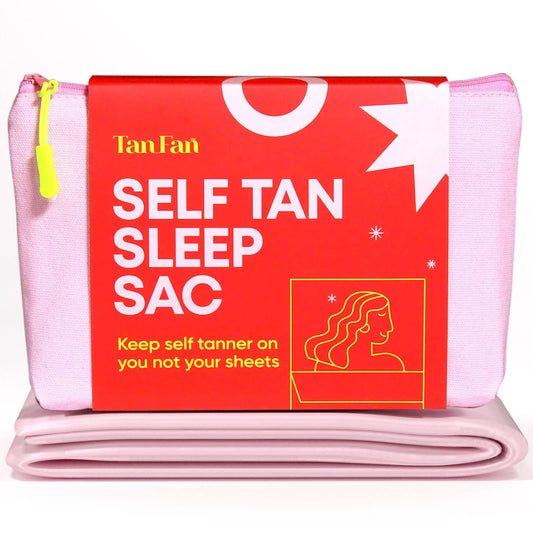 Tan Fan front view sleep sac showing full coverage and stain protection benefit
