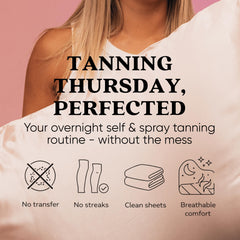 Tan Fan in-bed lifestyle shot illustrating comfortable overnight tanning protection