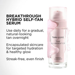 TAN-LUXE facial before and after, illustrates natural gradual glow