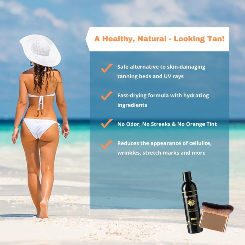 Tan Physics lotion texture close-up highlighting smooth, fast-absorbing finish