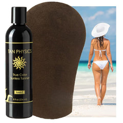 Tan Physics lotion texture closeup demonstrating lightweight, fast-absorbing formula