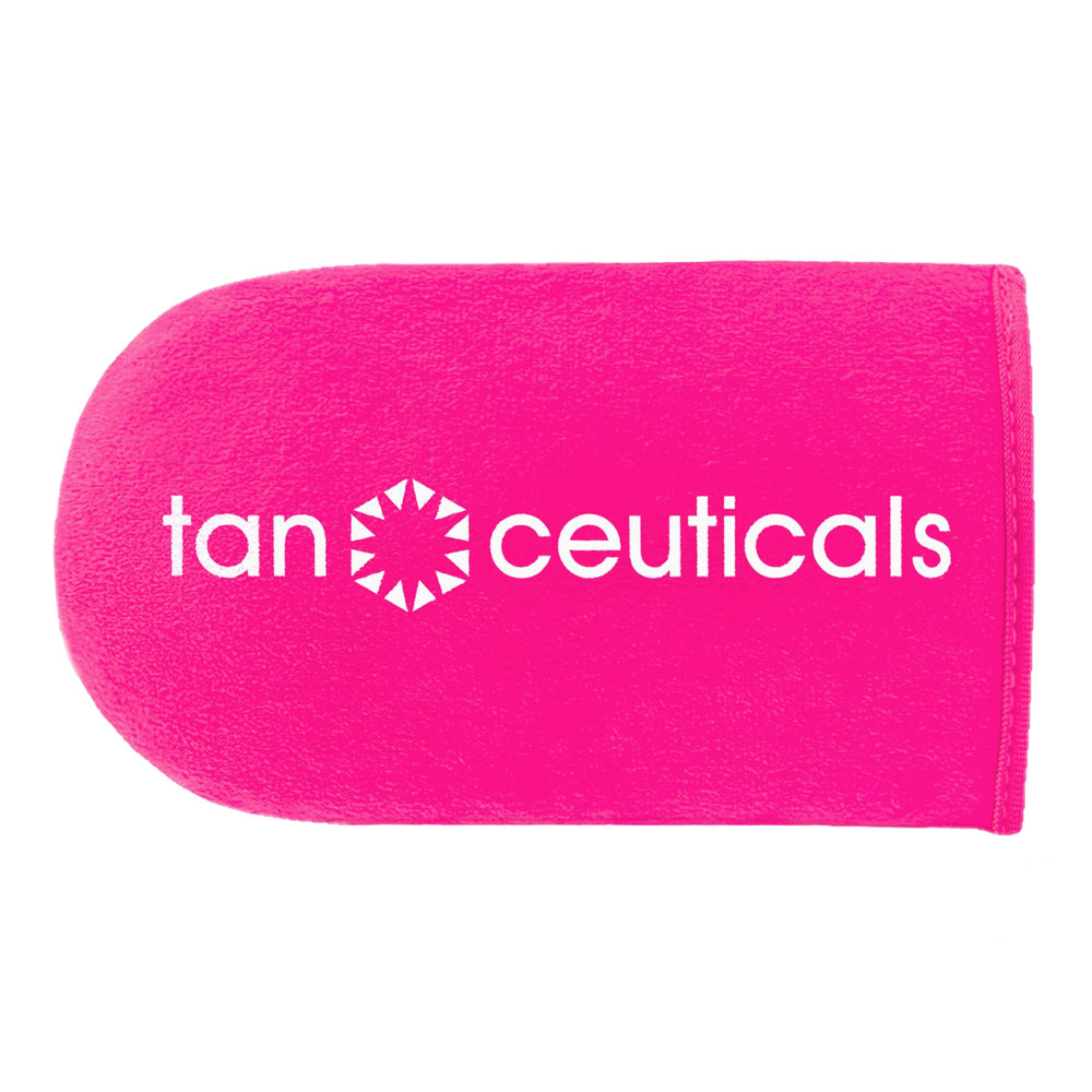 Tanceuticals mitt front view showing shape and coverage benefit