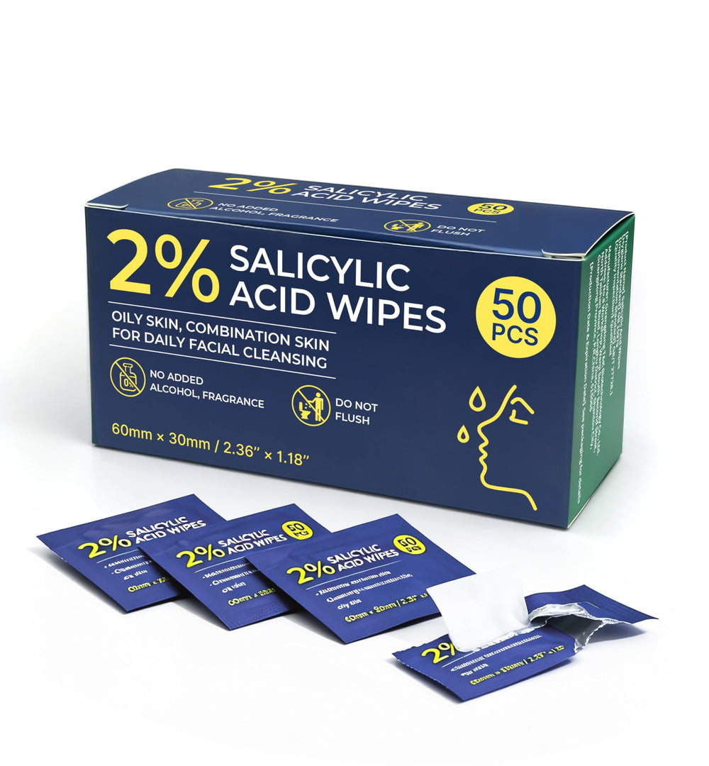 T&K front packaging showing 50 individually wrapped exfoliating wipes for convenience