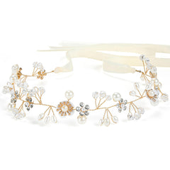 Tanfeine front view crown showing elegant floral pearls and sparkle