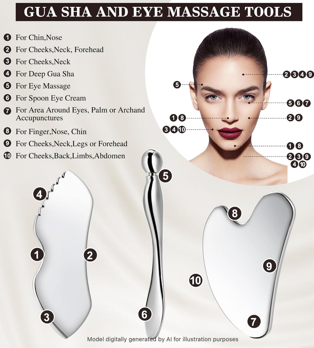 TANGZHIFEYUE close-up of gua sha edge revealing smooth metal finish for gentle glide