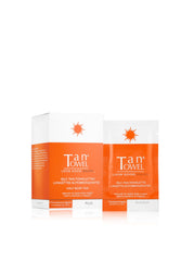 TanTowel front packaging showing 10-count Plus towelettes and quick bronze benefit