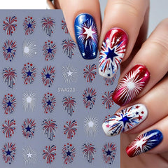 TANYOOTO close-up of fireworks and flag decals showing crisp print and vibrant colors for detail