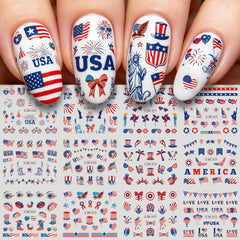 TANYOOTO sheet front view showing multiple patriotic decal designs and easy selection benefit