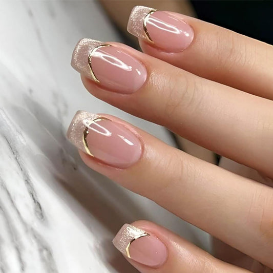 Taoyisent front packaging shows elegant pink glitter French tips and benefit of polished look
