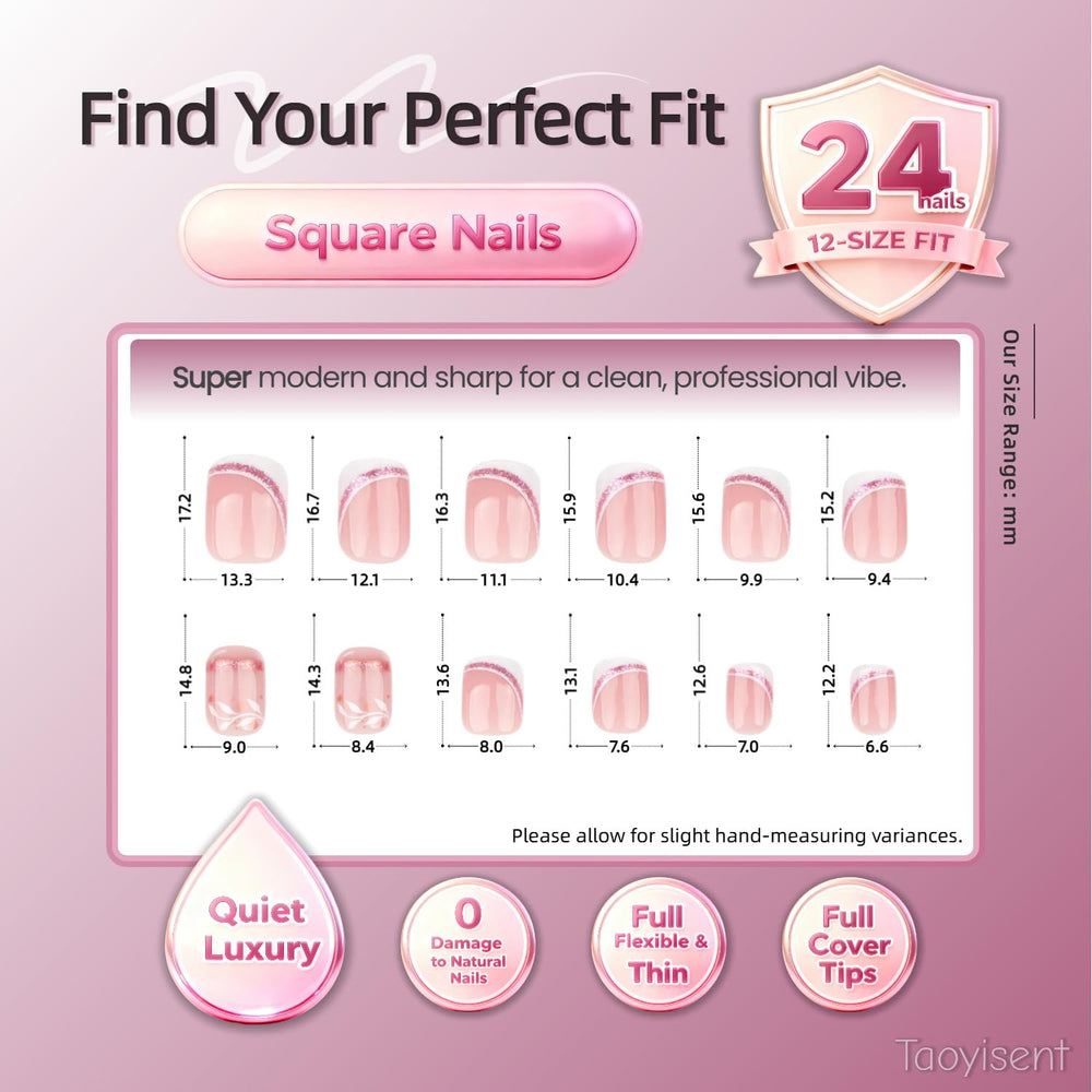 Taoyisent size layout and 24pcs display offering multiple sizes for a perfect match