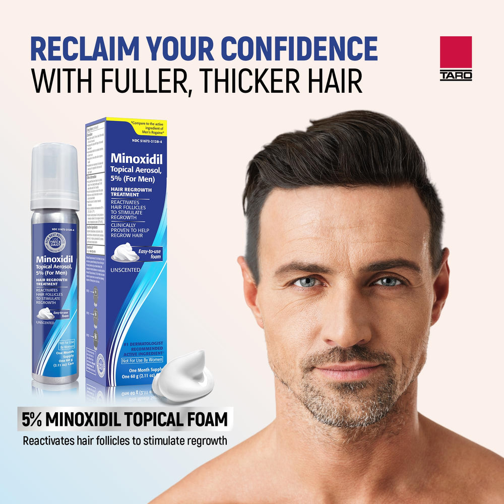 TARO ingredients and label closeup highlighting minoxidil 5% and instructions