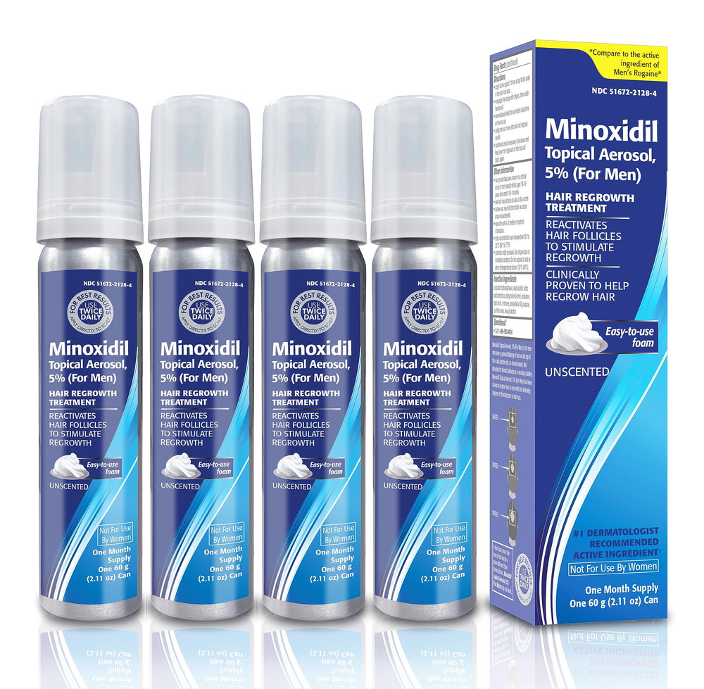 TARO front packaging showing 5% minoxidil foam and dosage information for ease