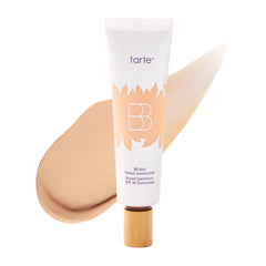 tarte front packaging showing bottle and cap, clear brand presentation and protective SPF benefit