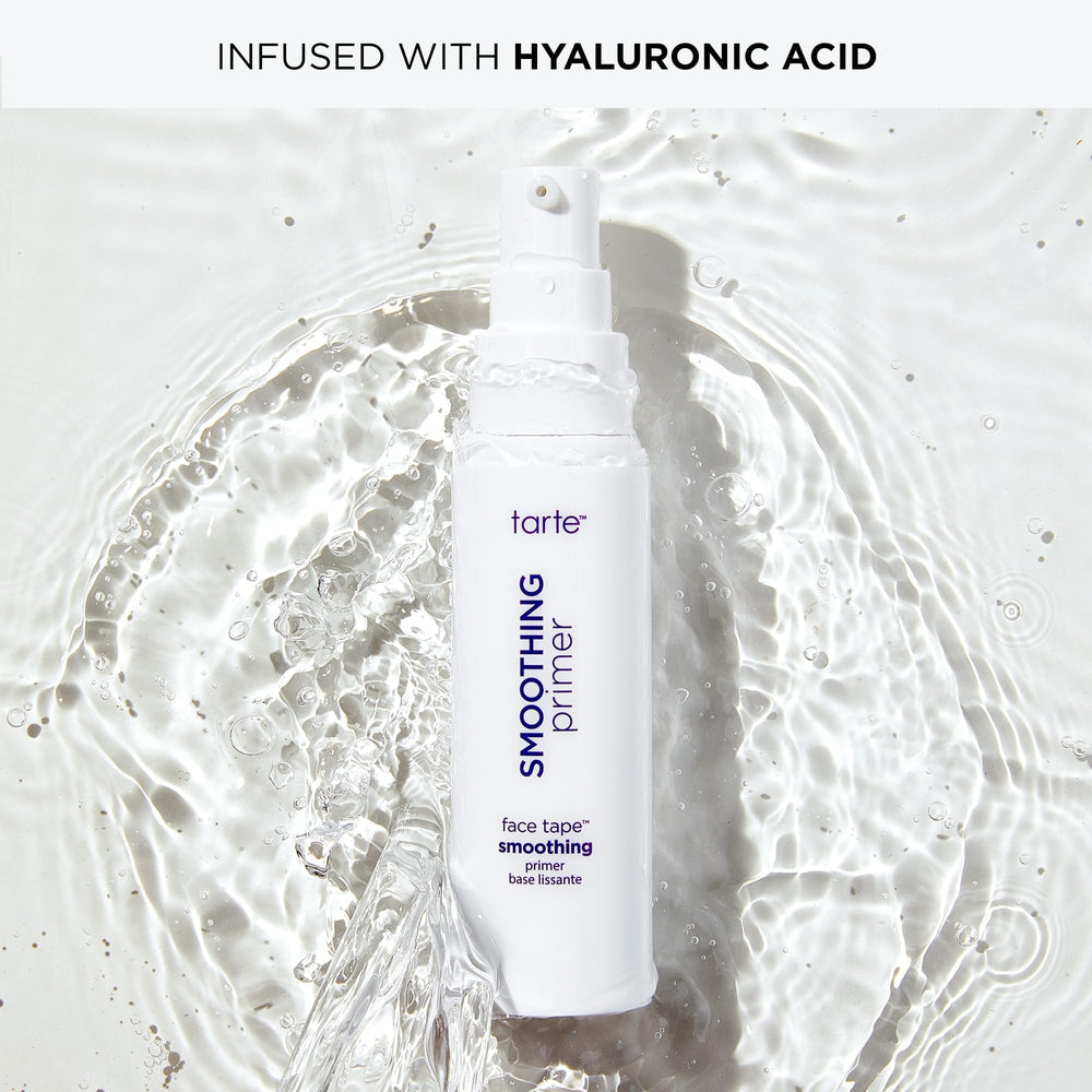 tarte Face Tape product label and ingredient list close-up emphasizing hyaluronic and snow mushroom