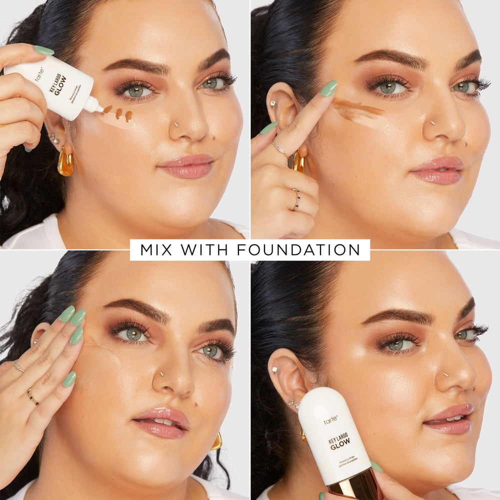 tarte drop of bronzer on skin showing silky texture and instant glow