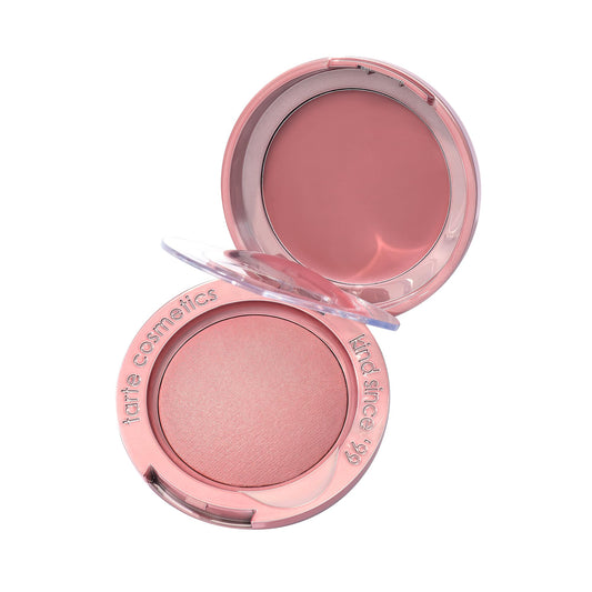 tarte macaron duo front open showing cream and powder, easy portability