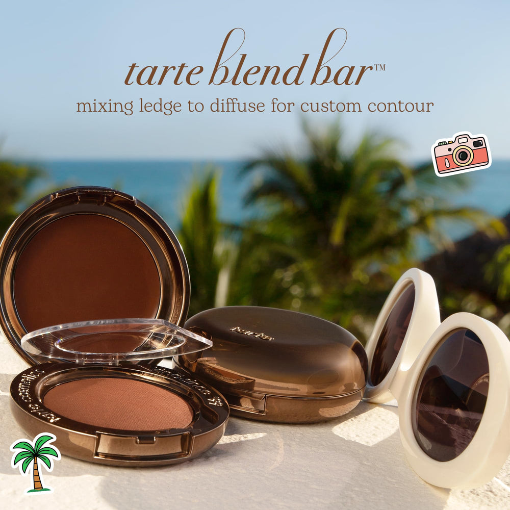 tarte product in a summer vanity scene illustrating radiant, beach-ready glow benefit