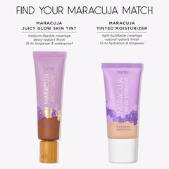 tarte bottle beside passion fruit illustrating maracuja ingredient benefit