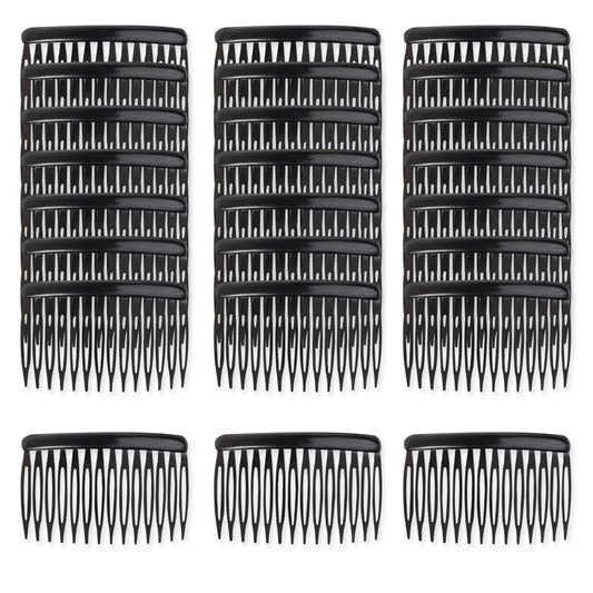TaShow front view of 24 side combs set showing count and colors for styling