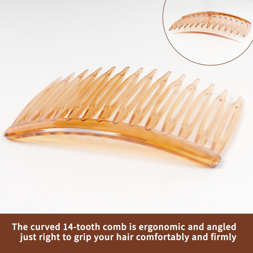 TaShow side comb inserted into fine hair demonstrating secure hold without pulling