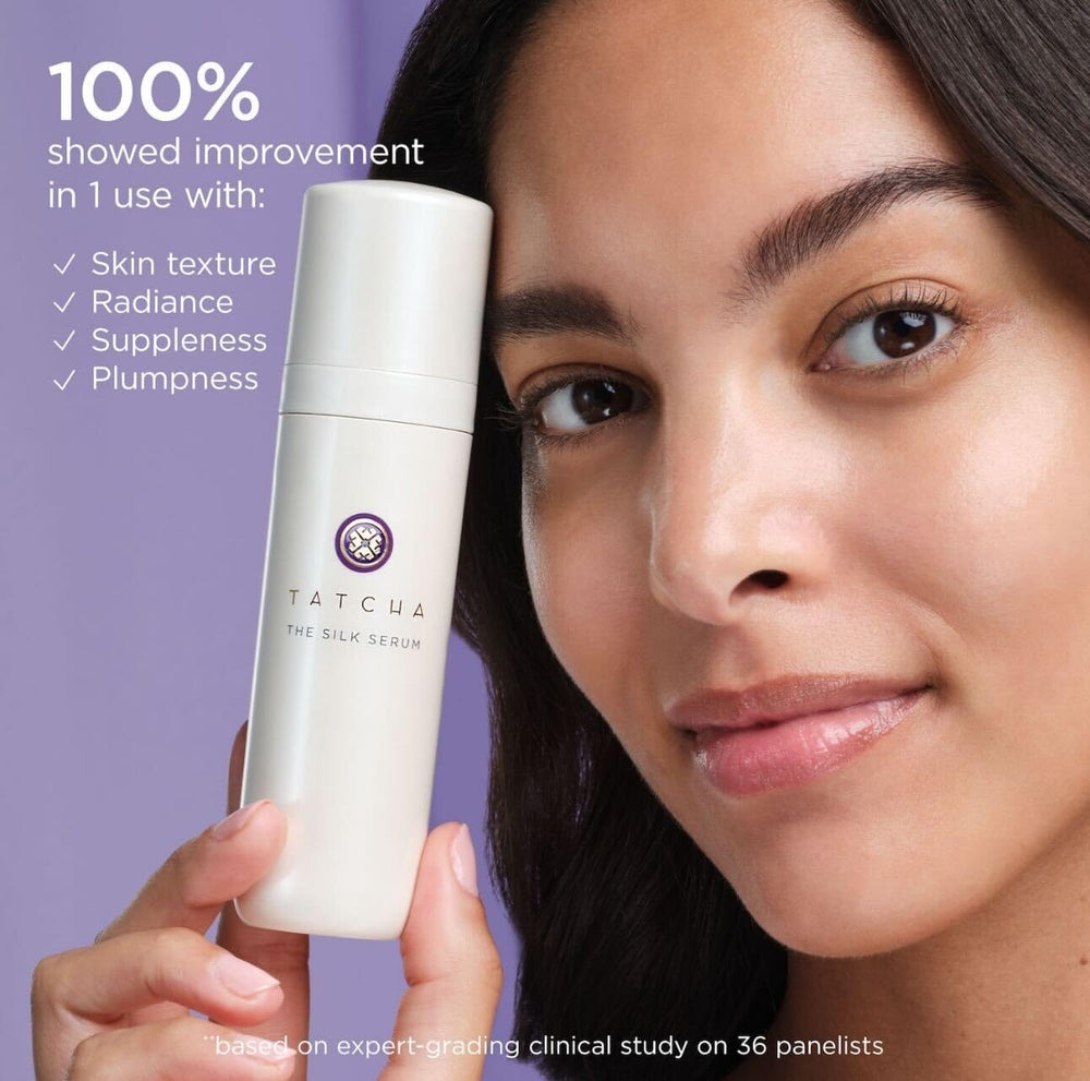 Tatcha products in travel pouch showing portability for routines on-the-go