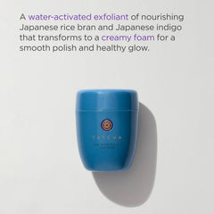 TATCHA creamy foam close-up demonstrating soft lather for gentle exfoliation