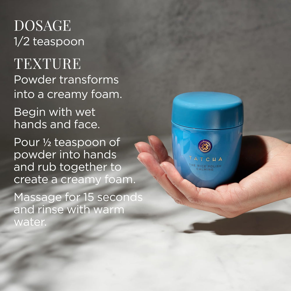 TATCHA product in hand creating foam to show gentle application benefit
