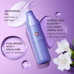 TATCHA Dewy Serum being applied to cheek showing instant plumping and glow