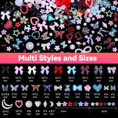 Tatiwoo bow and flower tray highlighting six colored bowknot charms for feature nails