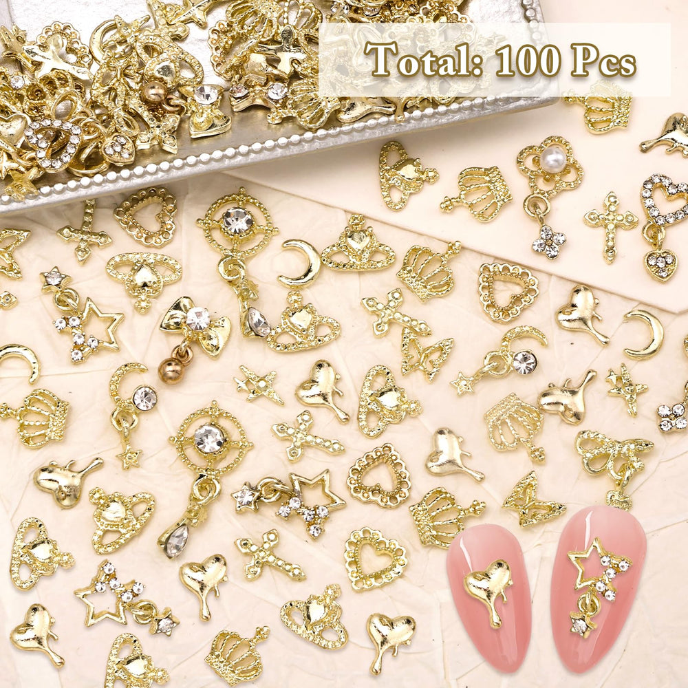 Tatiwoo applied charms on acrylic nail demonstrating glam effect