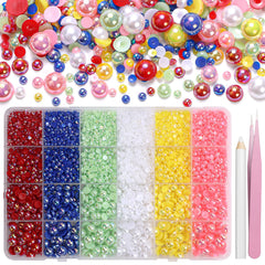 Tatiwoo front packaging showing 9000pcs mix pearls and included tools for quick projects