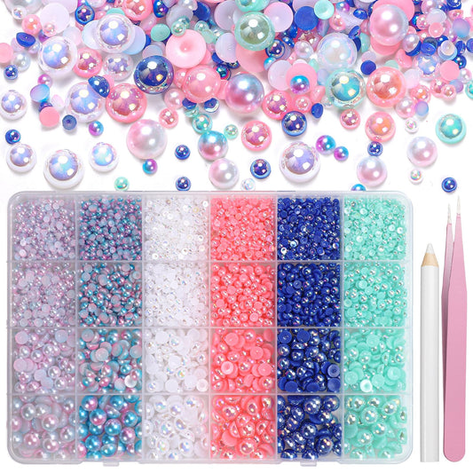 Tatiwoo front packaging showing 9000 flatback pearls and tools for craft convenience