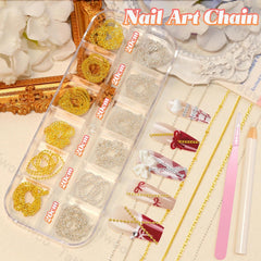 Tatiwoo gold and silver nail chains detail, cut-to-fit for customized designs