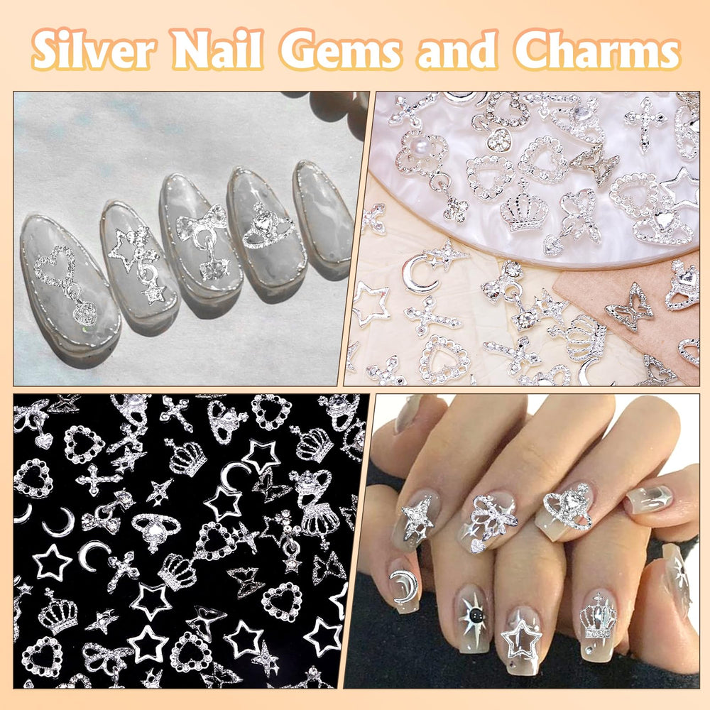 Tatiwoo charms applied on acrylic nails demonstrating secure hold and glamorous accent
