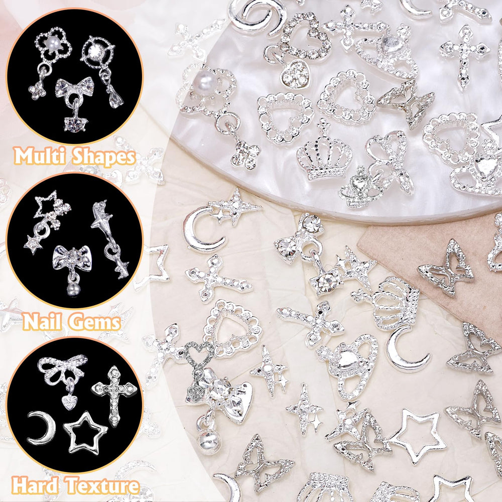 Tatiwoo mixed charms spread displaying crowns, hearts, bows, butterflies for design variety
