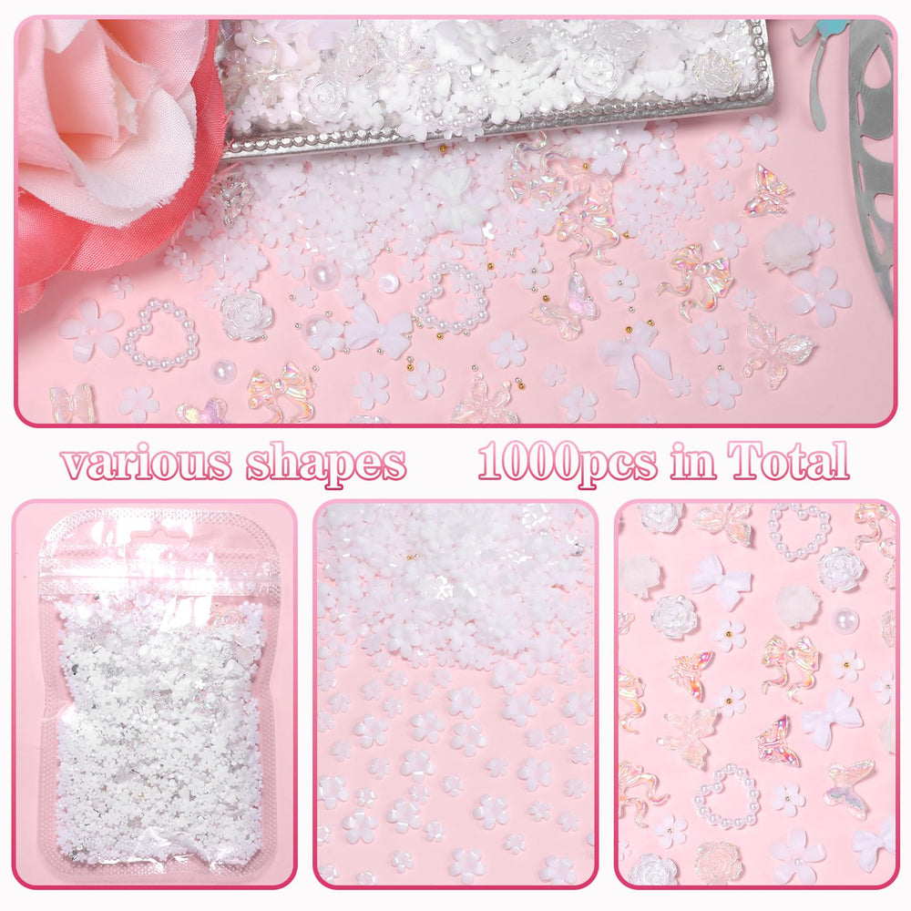 Tatiwoo mixed charms layout with bows, butterflies and pearls for creative combinations