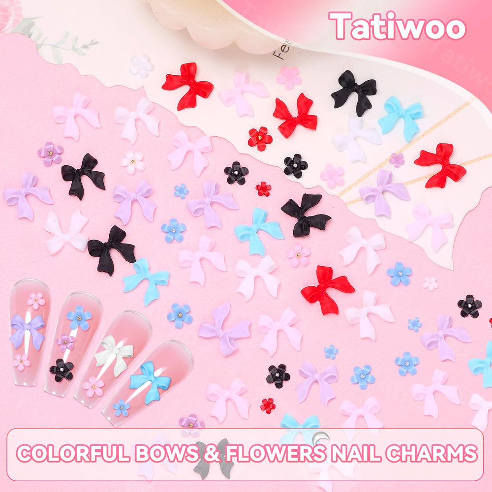 Tatiwoo applied on nails with bows for a finished look that enhances outfits