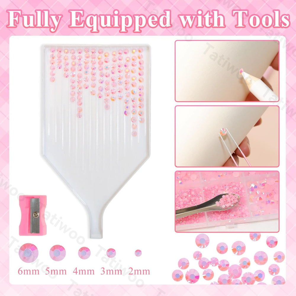 Tatiwoo mixed-size comparison of 2mm–6mm rhinestones for precise design choices
