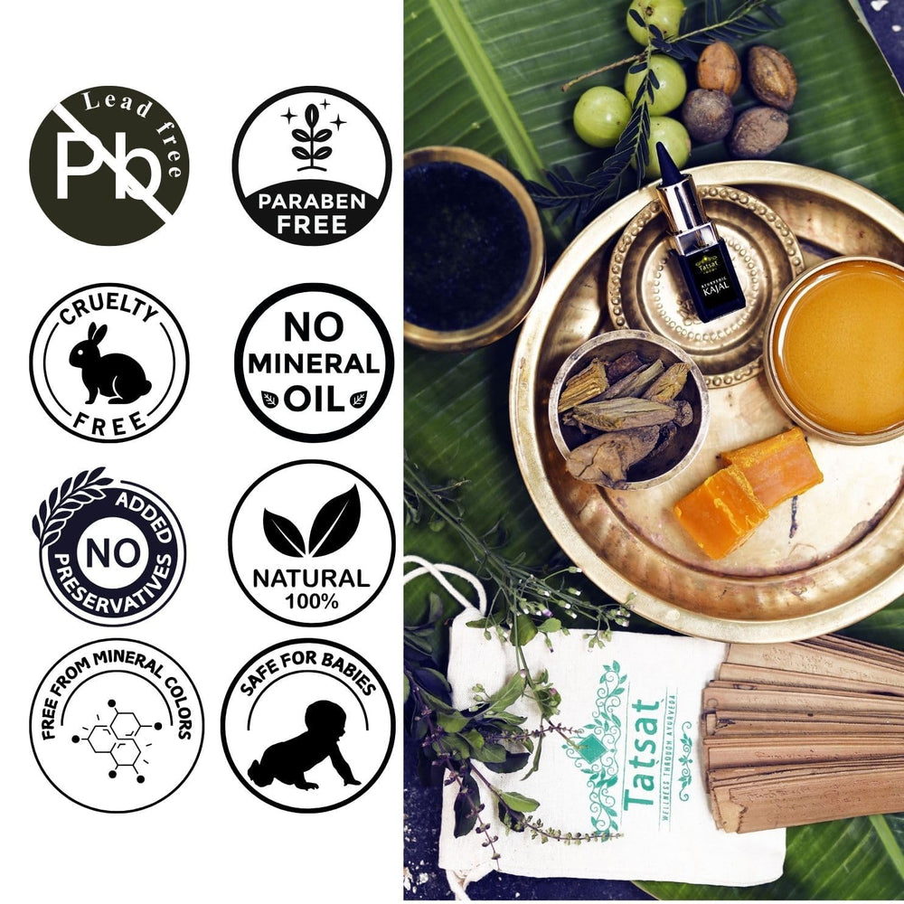 Tatsat ingredients Triphala and Tulsi display indicating herbal nourishing benefit