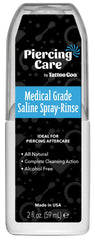 Tattoo Goo front bottle showing compact 2 oz size and clear saline for easy storage