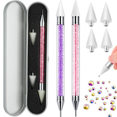Tatuo dual-ended pens front view showing pink and purple pair and branding benefit precise placement